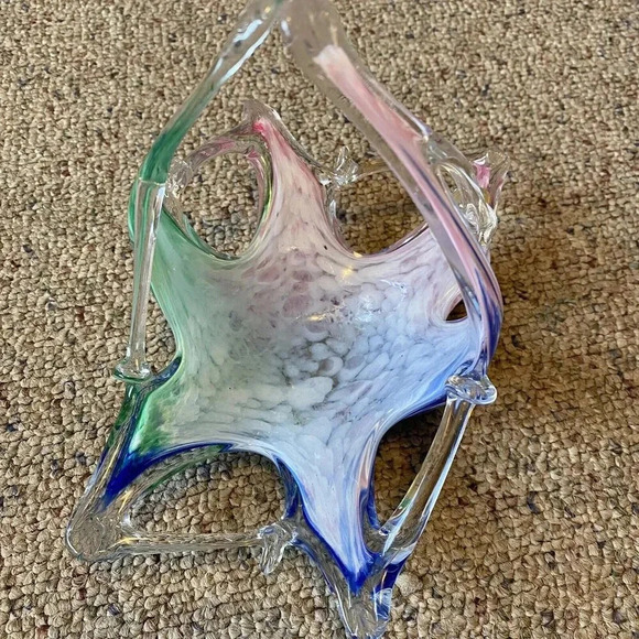 VTG Murano Glassware By Crystal Clear Basket Handblown Art Glass Sculpture ITALY - Picture 6 of 8